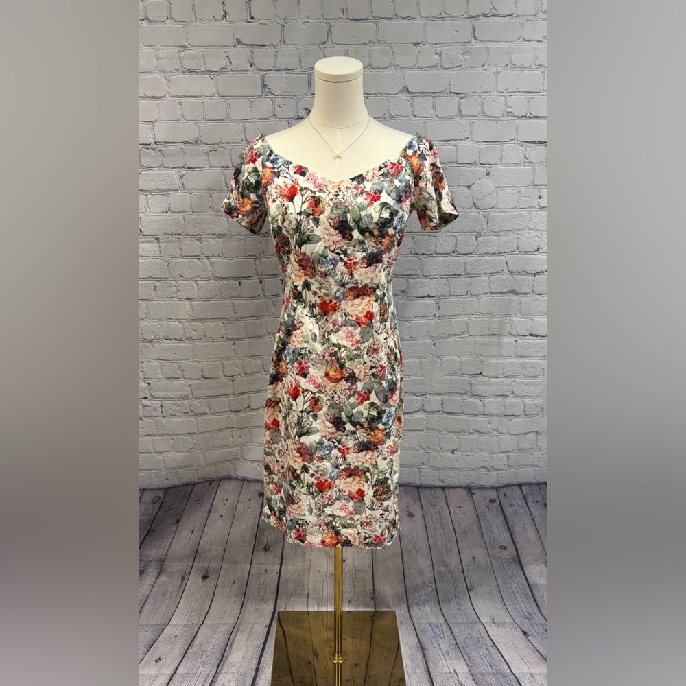 Zara Red and Orange Flutter Sleeve Sundress Size Large